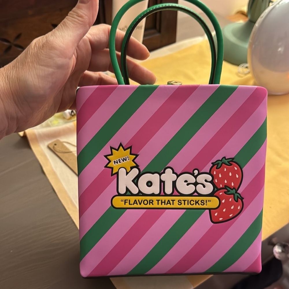 Kate Spade Pink and Green Striped Crossbody Bag